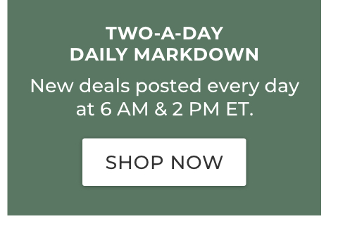 Two-a-Day Daily Markdown. New deals posted every day at 6 AM & 2 PM ET.